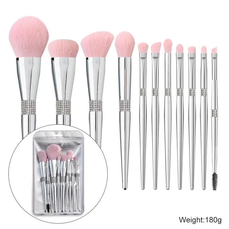 Professional Makeup Brush Set with Soft Eyeshadow, Foundation, Concealer & Blush Brushes - 11 Pcs
