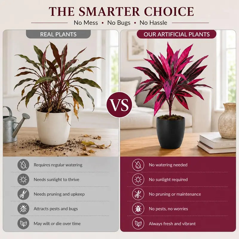 2pcs Artificial Dragon's Blood Tree UV Resistant Waterproof Faux Foliage for Garden & Wedding Decor