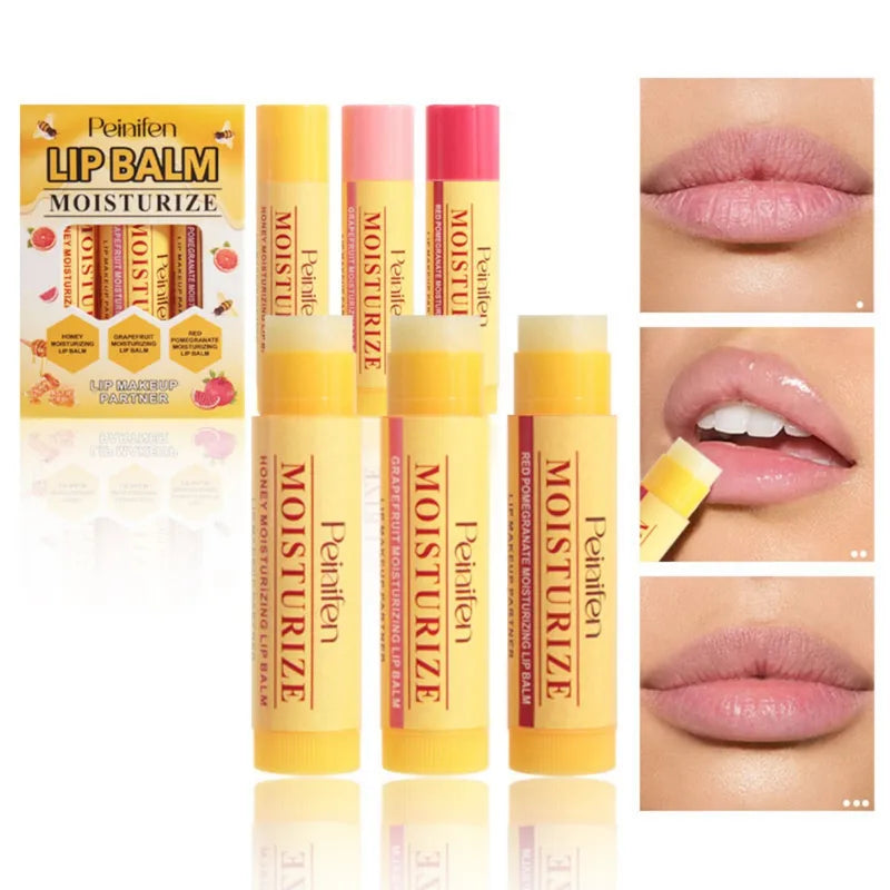 3-Piece Lip Balm Set with Lipstick Base Hydrating Natural Plant Lip Care