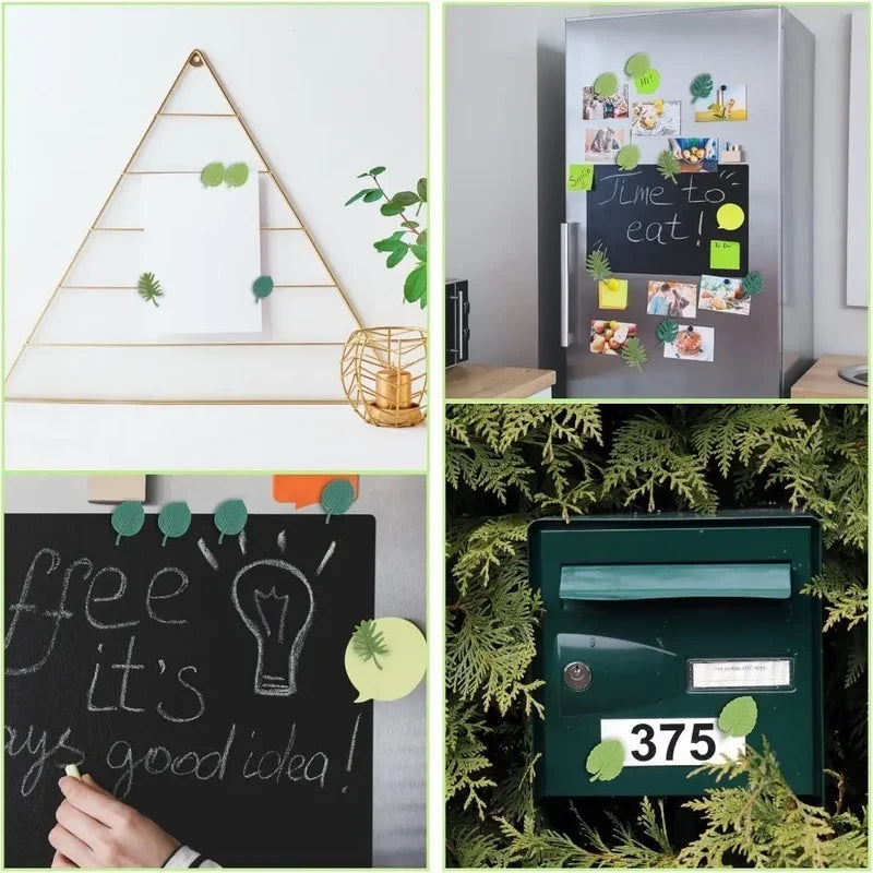 3D Plant Leaves Refrigerator Magnets Set - Decorative ABS Magnetic Patches for Whiteboards & Kitchen