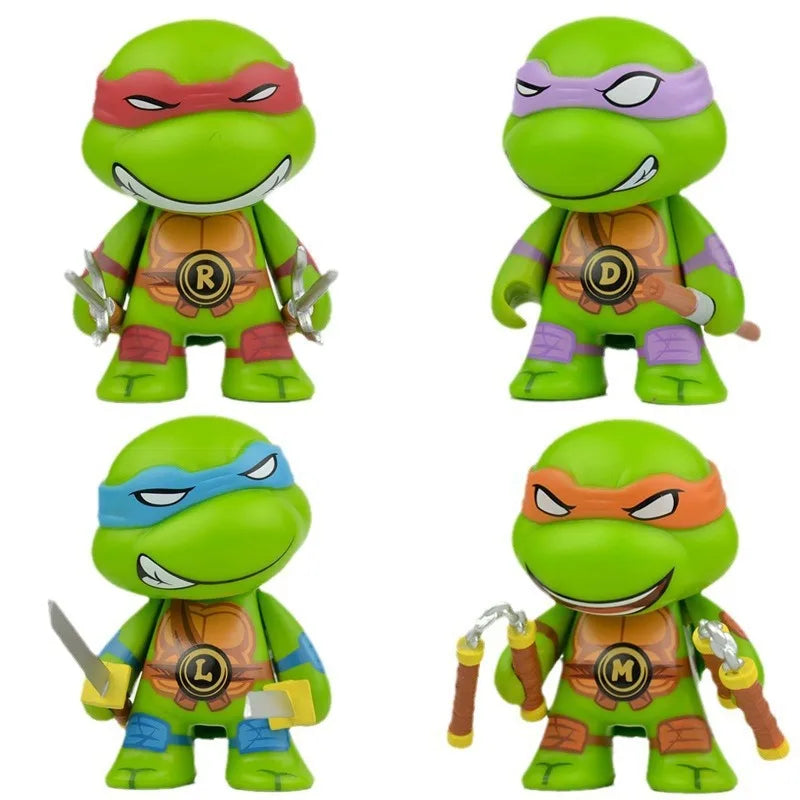 4-Piece Ninja Turtle TMNT Action Figures Set with Movable Joints for Kids and Birthday Gifts
