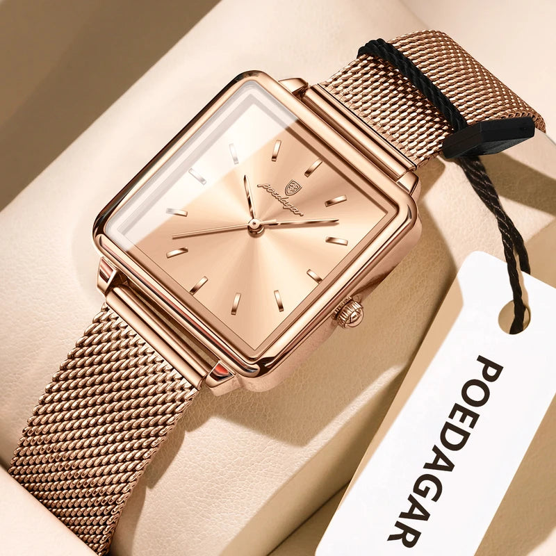 Women’s Waterproof Stainless Steel Mesh Watch - Elegant Fashion Quartz Timepiece