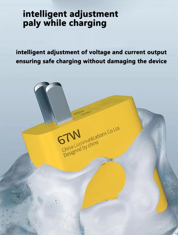 67W 6A USB Fast Charging Adapter for Xiaomi, Redmi, POCO Type-C Cable Charger