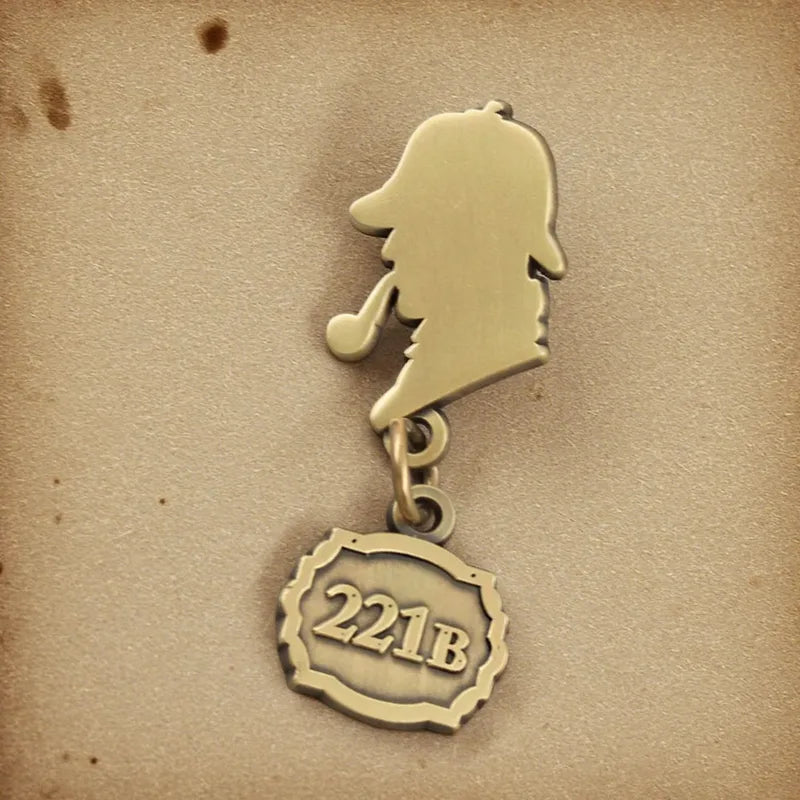 Detective Novel 221B Badge Brooch - Vintage Metal Literature Accessories Gift