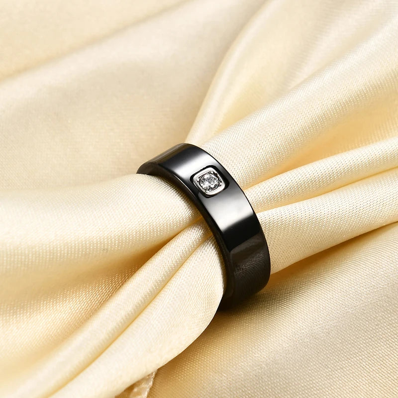 Elegant Black and White Ceramic Rings for Women - Engagement Wedding Jewelry