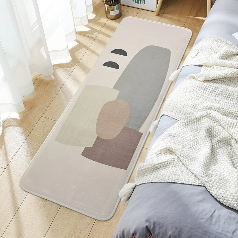 Long Plush Bedside Carpet Floor Mat for Living Room and Bedroom - Non-slip