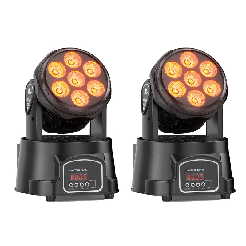 2PCS Moving Head Beam Spot Stage Lights - LED DJ Party Disco Lighting