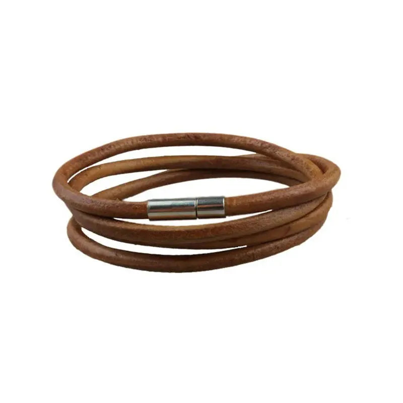 DIY Cowhide Rope Bracelet with Retro Buckle - High Quality Winding Layers