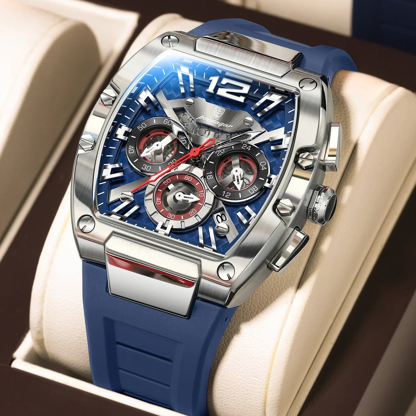Men's Waterproof Luminous Chronograph Quartz Watch - Creative Silicone Design