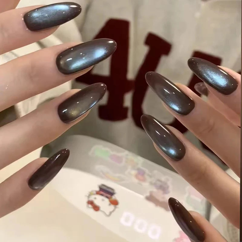 12-Piece Long Night Blue Light Magnet Cat Eye Gel Nail Polish Set - Nail Art Supplies