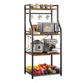 4-Tier Kitchen Storage Rack with Microwave Stand and Hooks - Industrial Style Organizer