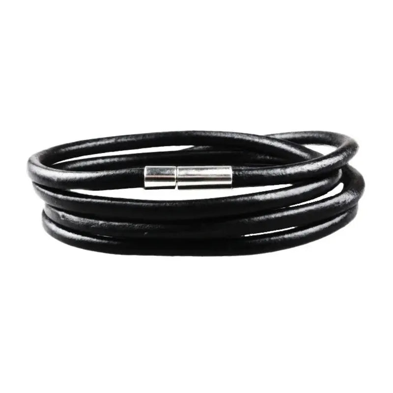 DIY Cowhide Rope Bracelet with Retro Buckle - High Quality Winding Layers