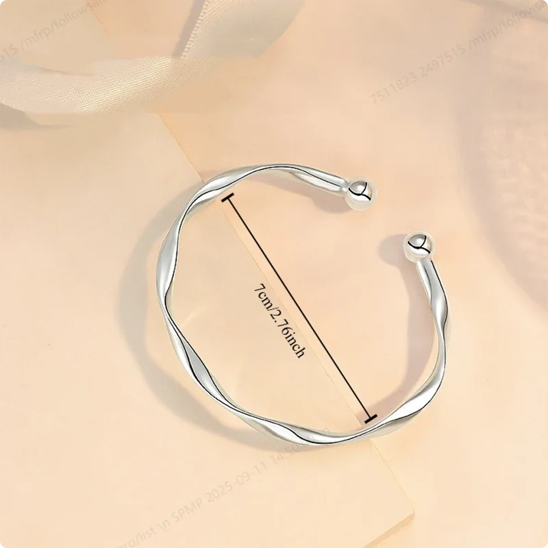 925 Sterling Silver Open Twisted Bangle for Women - Wedding Jewelry