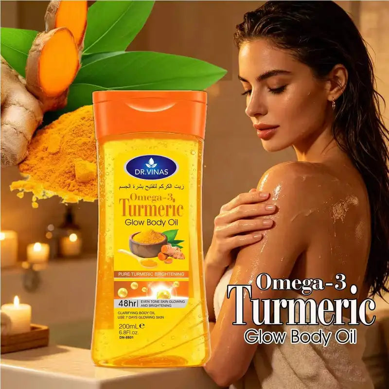 Turmeric Omega-3 Body Oil for Skin Care - 200ml Glow Oil