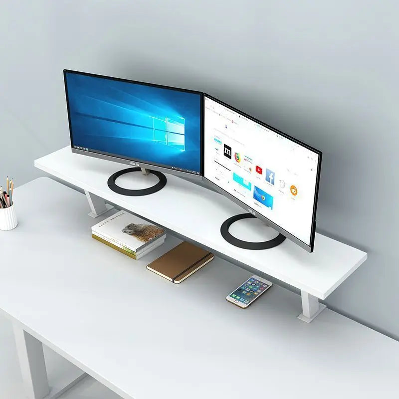 Multi-Color Wooden Desk Organizer with Metal Clamp - Office & Study Storage