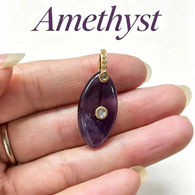 Natural Stone Pendant with Amethyst and Tiger Eye Water Drop Charm for DIY Jewelry Making