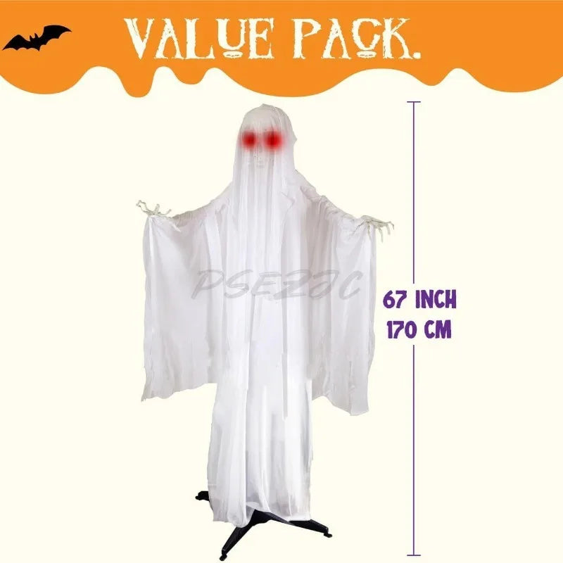 Luminous Voice-Controlled Standing Ghost Decoration - 1.7m Terrifying Halloween Prop