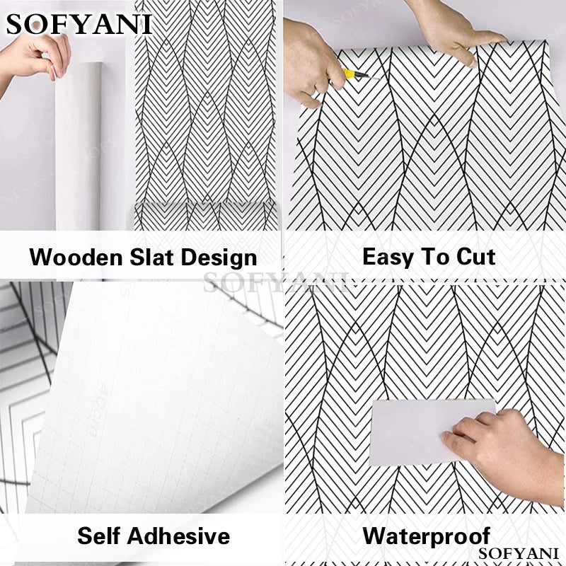 Geometric Peel-and-Stick Wall Contact Paper for Home Decor, Waterproof & Removable
