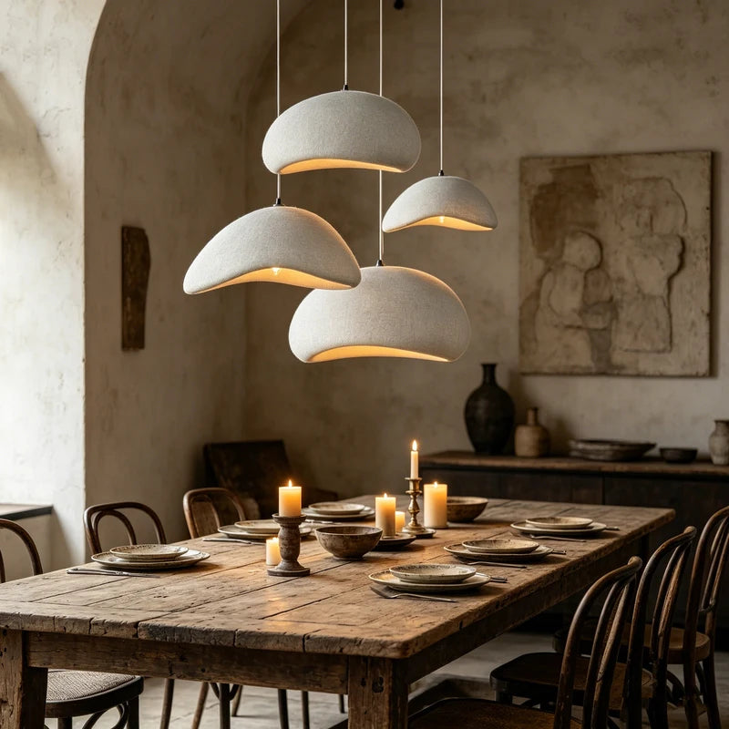 Modern Wabi Sabi Pendant Light with Adjustable LED Ceiling Chandelier for Living & Dining