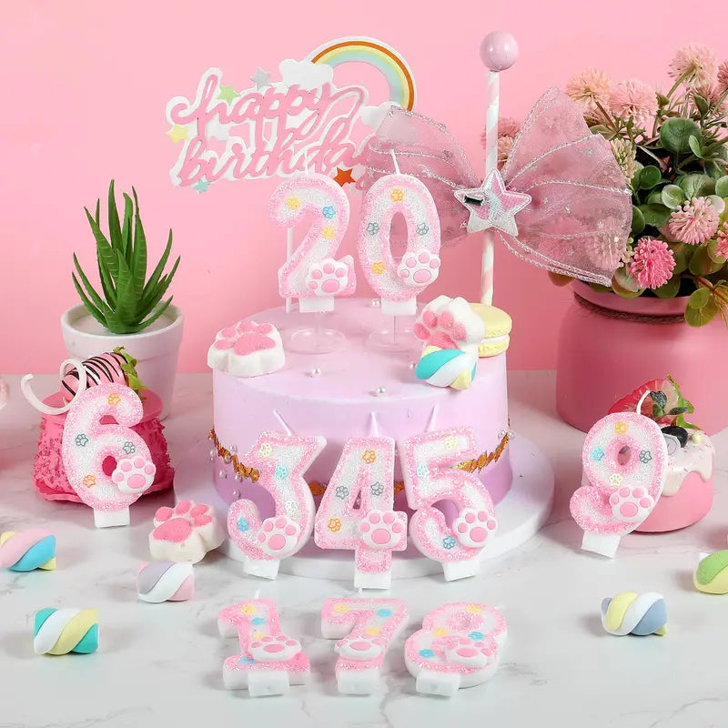 Dog and Cat Birthday Candle Paw Cake Topper for Pet Themed Parties - Multiple Colors