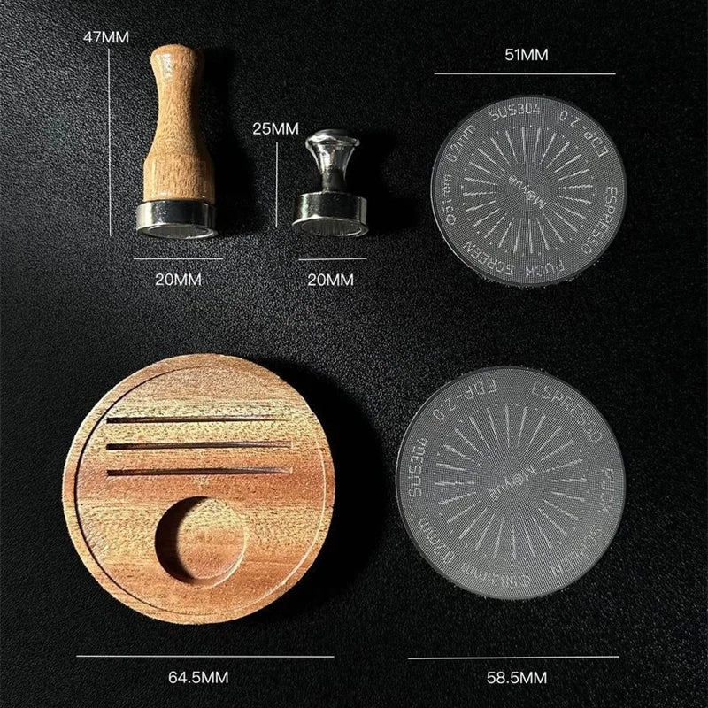 Reusable Espresso Puck Screen Magnet Handle Kit for 51/53/58mm Coffee Filters