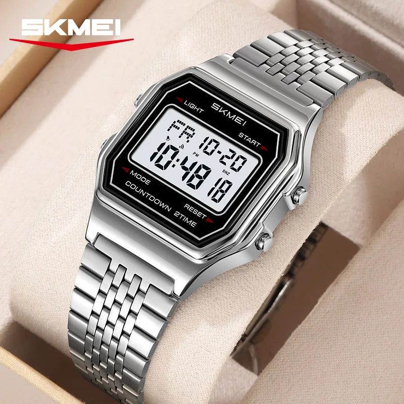 Luxury Men's Digital Watch Waterproof Stainless Steel LED Sport Watch