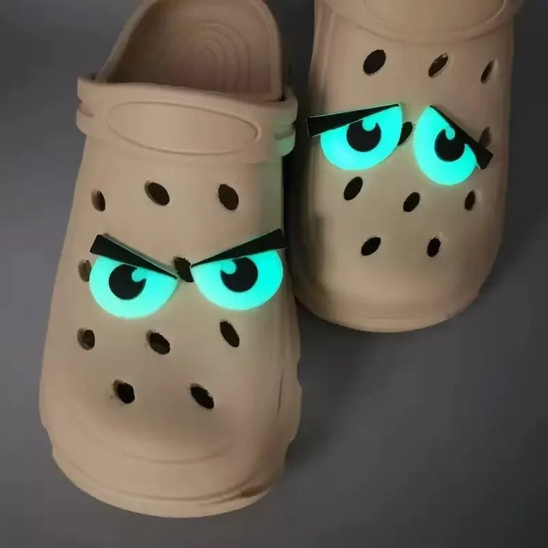 Fluorescent Big Eyes Shoe Charms Set Self-Luminous Shoe Accessories DIY Decor