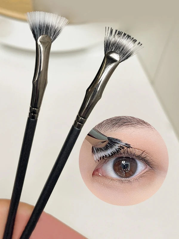 Folding Mascara Brush with Flat Head - Soft Hair Root Cleaner, Clear Lower Lash Tool