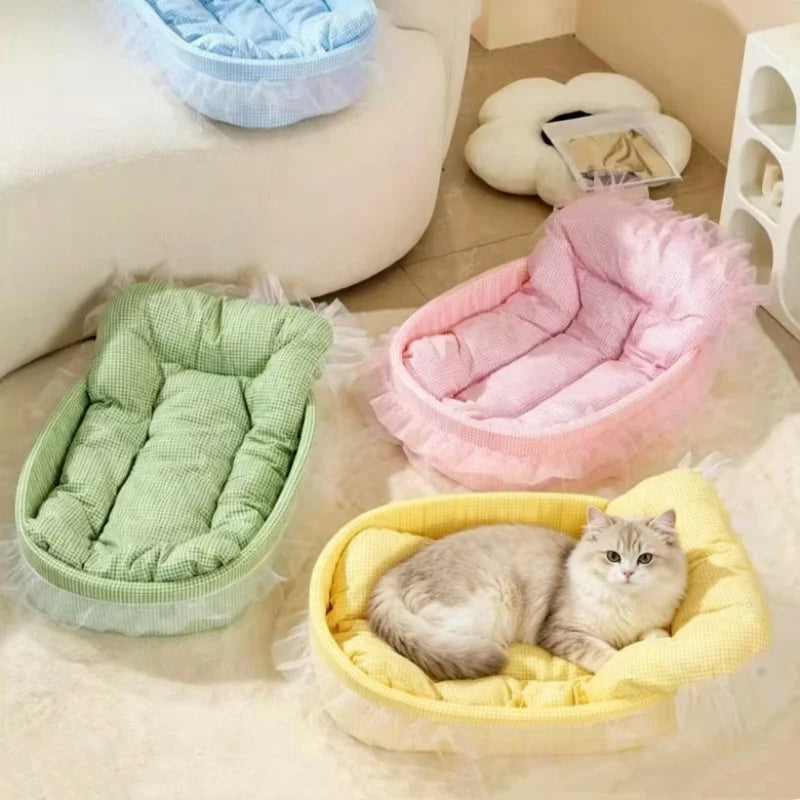 Pet Cat Nest Bed - Soft Washable Cozy Sleeping Bed for Small Cats & Dogs