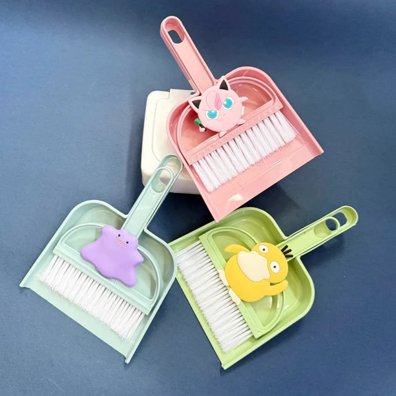 Mini Kawaii Pokemon Desk Dustpan and Small Broom Set - Office & Home Cleaning Gift