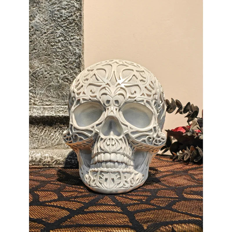 Halloween Skull Head Home Decor Resin Skull Figurine for Bedroom Living Room Entryway