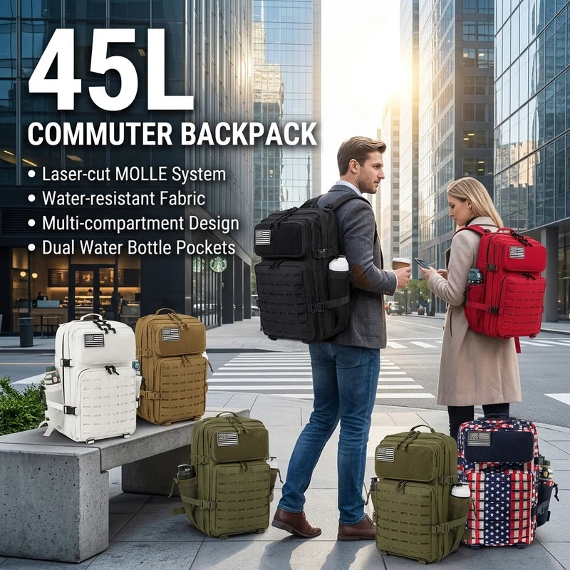 45L Tactical Backpack with MOLLE Webbing System for Outdoor Survival Camping Hiking