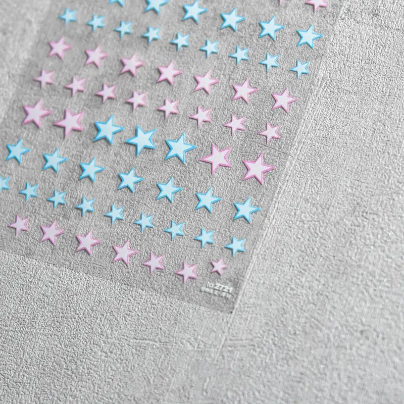 Colorful 5D Star Nail Art Stickers - Self-Adhesive Kawaii Decorations