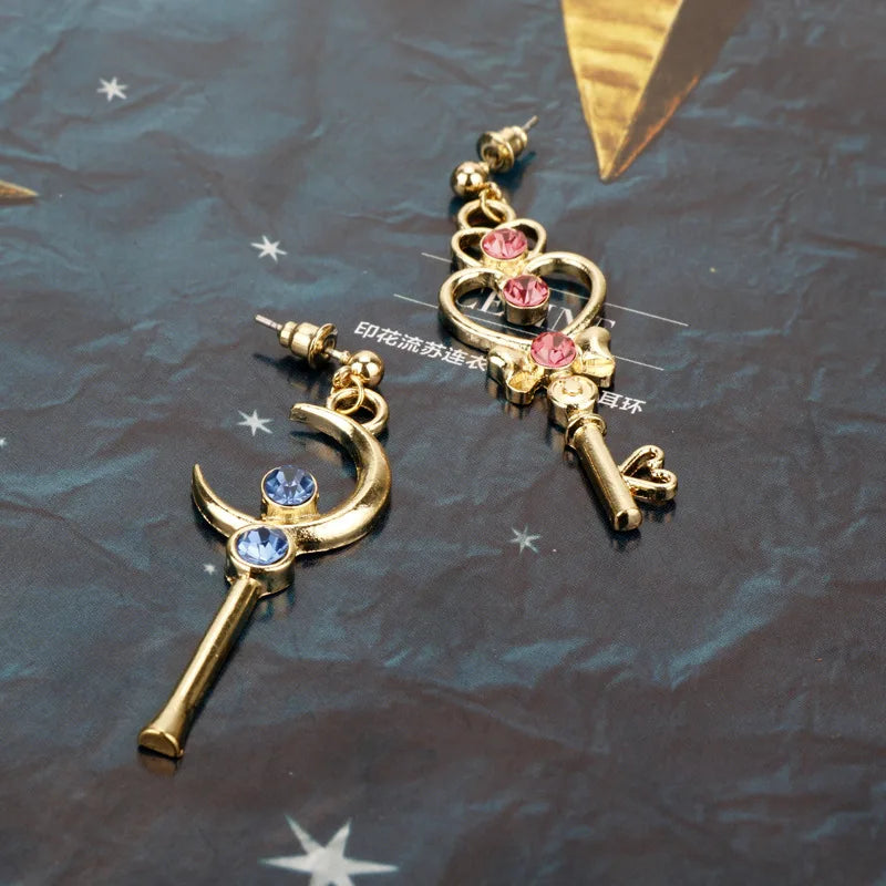Asymmetrical Moon Heart Earrings for Girls - Birthday & Daily Accessories