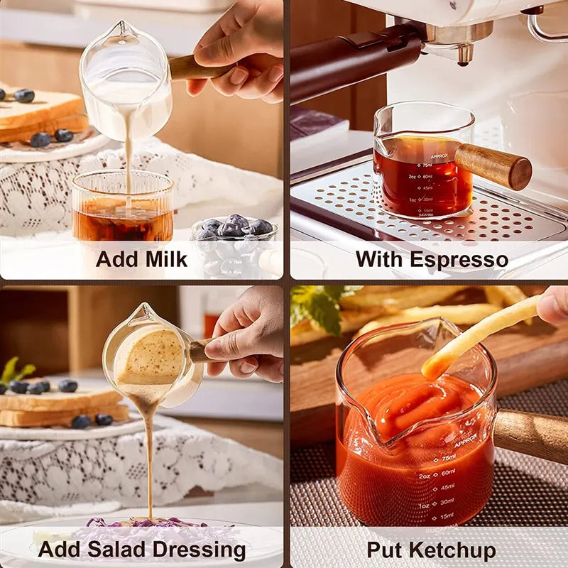 75ml Heat-Resisting Glass Espresso Measuring Cup with Handle and Scale