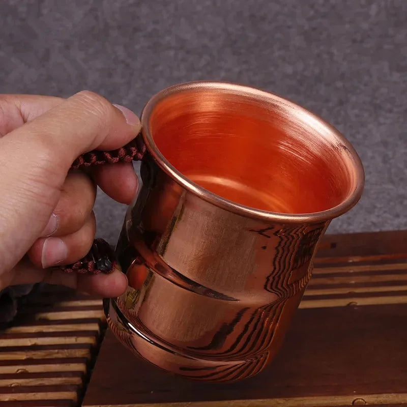 Handcrafted Copper Beer Mug with Weave Handle 400ml Moscow Water Drinkware