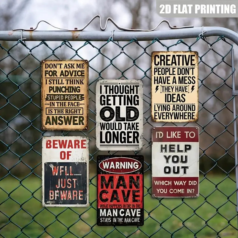 Retro Wooden Signs 6-Piece Wall Art Decor Set for Home & Outdoor