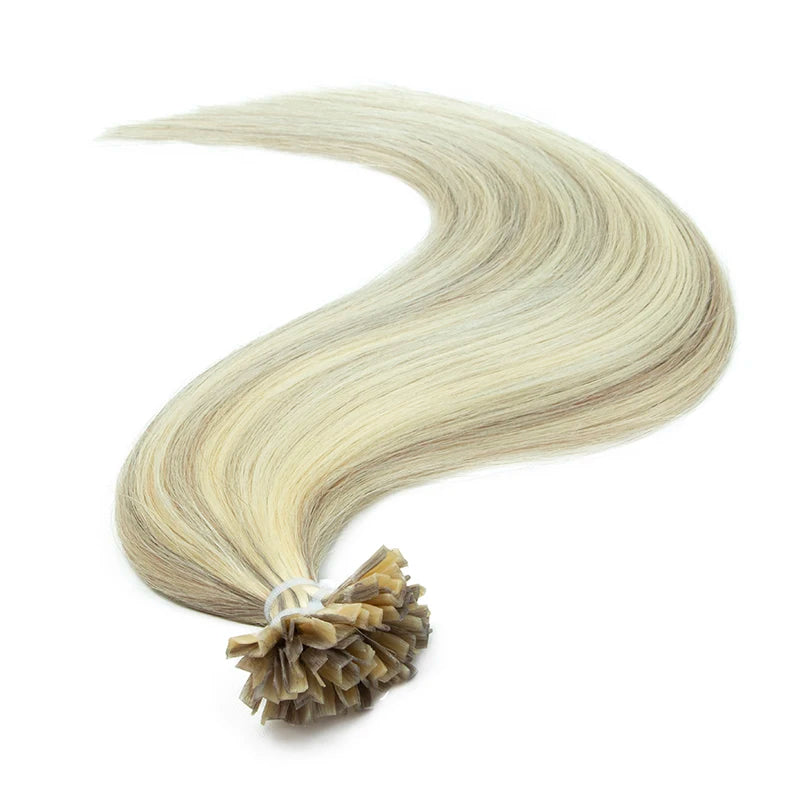K Tip Hair Extensions Human Hair Keratin Fusion Straight 12-24 Inch Natural
