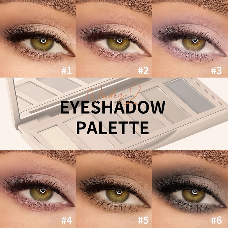 Long-Lasting Neutral Eyeshadow Palette with 3 Brushes - Matte & Waterproof Finish