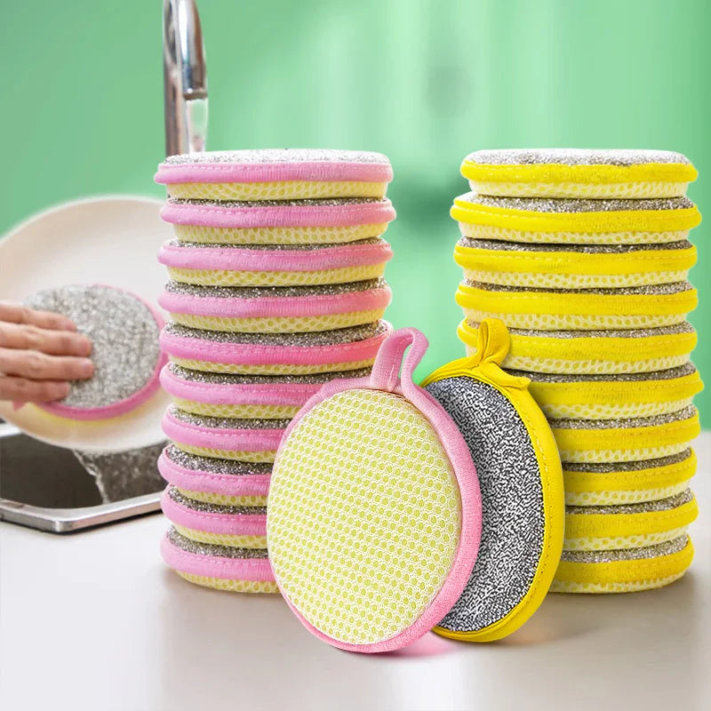 Double-Sided Dishwashing Sponge Set for Kitchen Cleaning - Reusable, Eco-Friendly, Soft & Sturdy