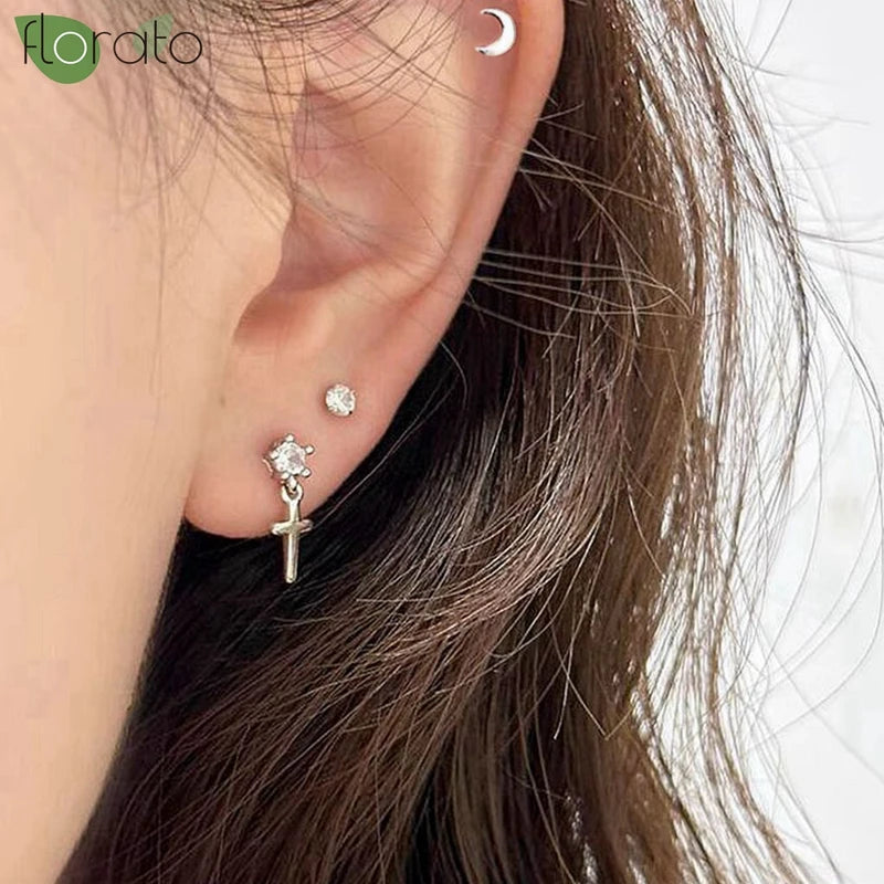 925 Silver Zircon Small Stud Earrings for Women - Hypoallergenic Jewelry Gift