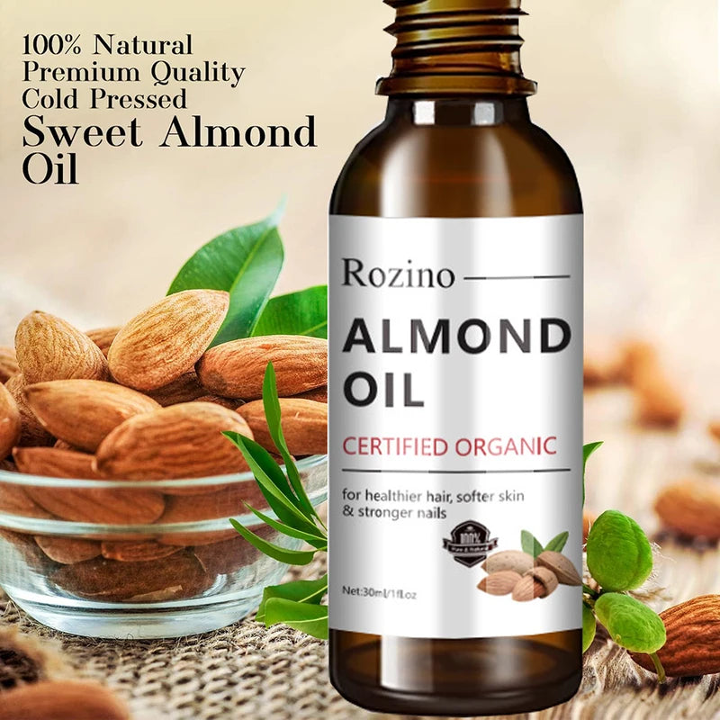 Organic Almond Oil Face & Body Oil for Skin Hydration & Anti-Aging - 30ml