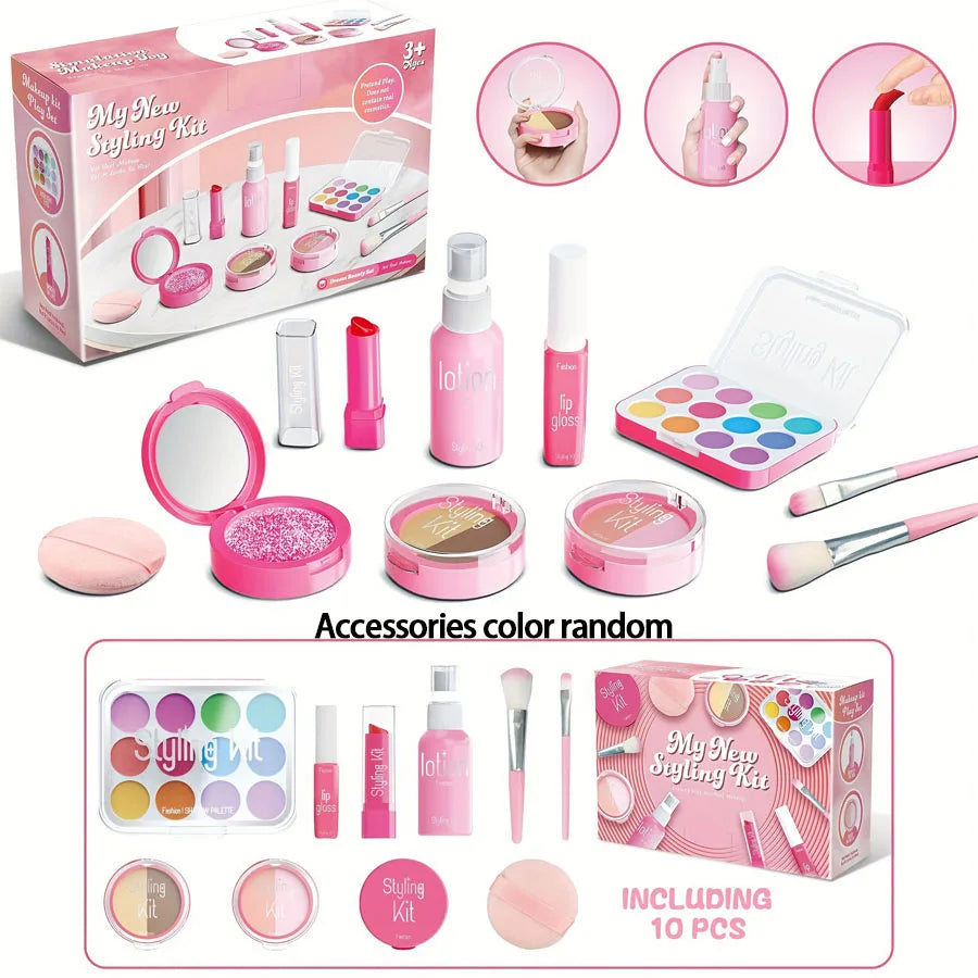 Children's Makeup Toy Set Non-Toxic 10-Piece Pretend Play Makeup Kit