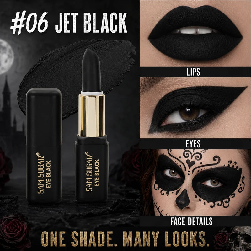 2-Pack Black Face Paint Sticks for Halloween Gothic Cosplay - Matte Finish, SFX Makeup