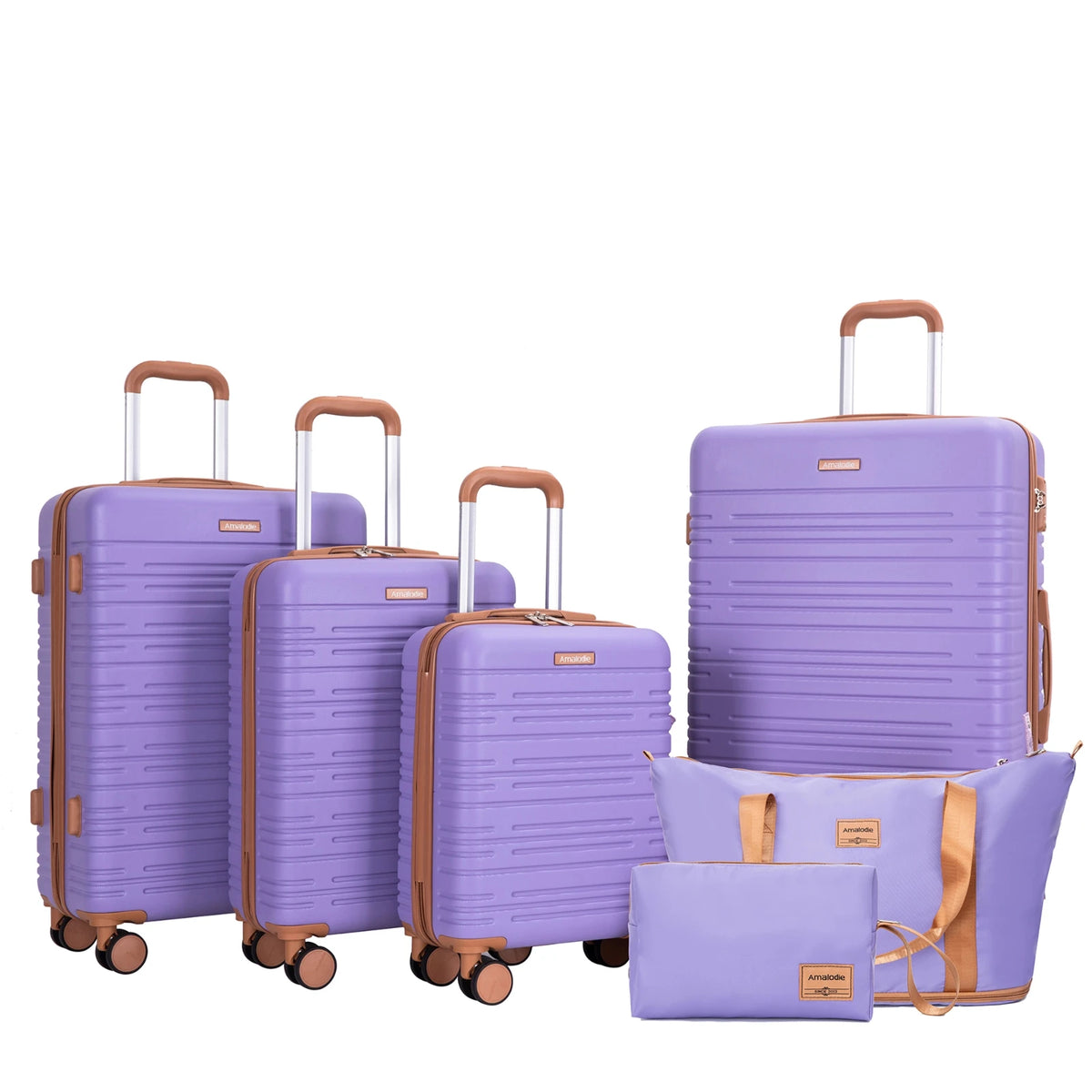 6-Piece Luggage Set with Spinner Wheels TSA Lock Hardcase Travel Suitcases