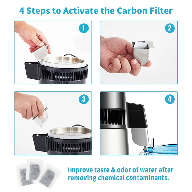 Water Distiller Purifier with Touch Screen 4L Capacity Home Use, Fast 1 L/H