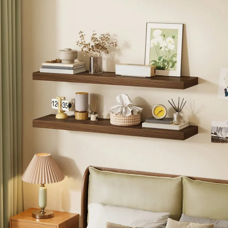 2-Pack Floating Wall Shelves 31.5in with Invisible Brackets for Bathroom Kitchen Living Room