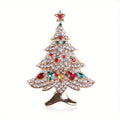 Elegant Christmas Tree Crystal Brooch Pin for Women Men Festival Gift