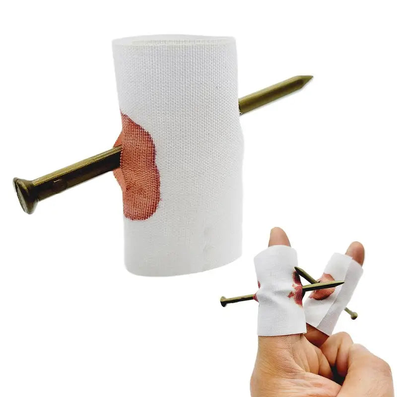 Fake Nail Through Finger Prank Toy - Realistic Magic Trick for Halloween and Jokes