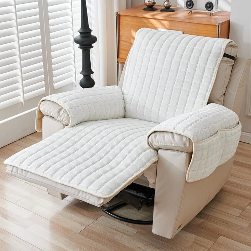 Recliner Sofa Protector Cover with Armrest Pockets - Non-Slip, Waterproof, Plush